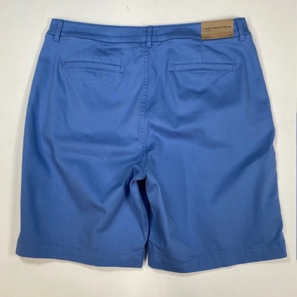 L.L.Bean Women Comfort Stretch Shorts 9 Inch Mid Rise Flag Blue‎ Size 12 Reg NEW